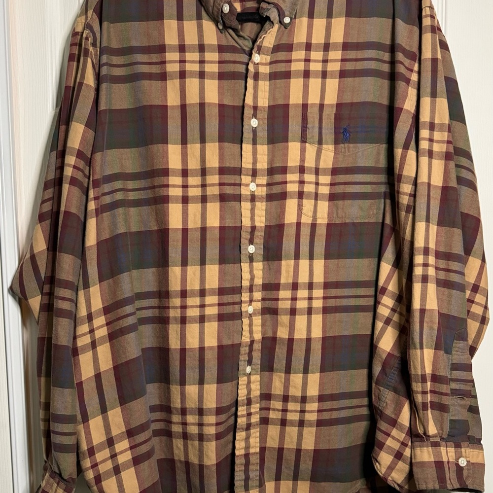 Vintage polo Ralph Lauren Plaid Button-Up Shirt - Brown and Tan